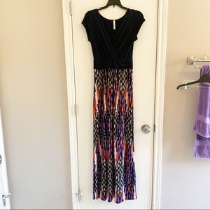 Gilli Sina Short Sleeve Navy Patterned Maxi Dress S